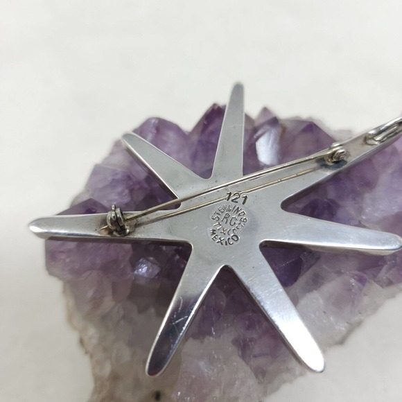 Reveriano Castillo Brooch 925 Sterling Silver Amethyst Sputnik Atomic Pendant - Picture 3 of 7